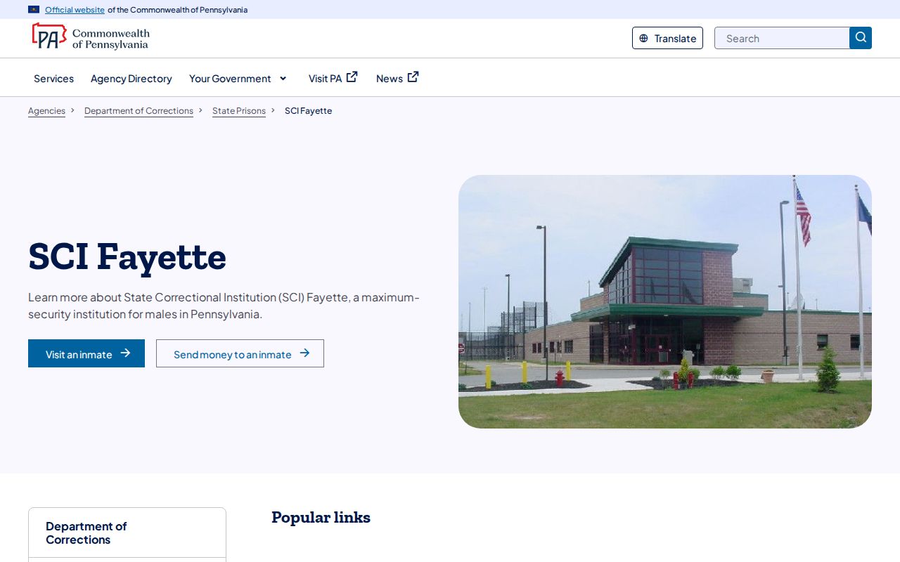 SCI Fayette state prison release records and facility information